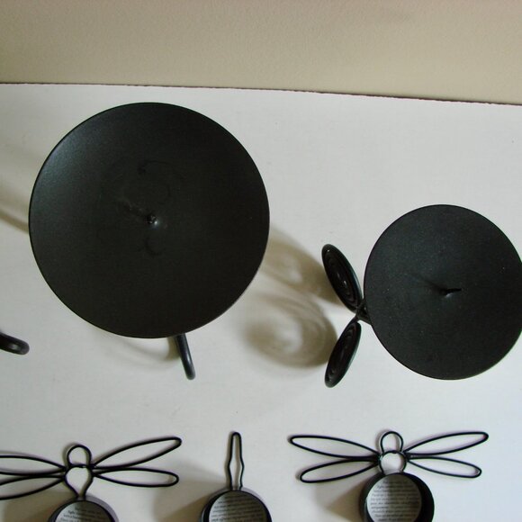 8 Black Candle Tealight Holders Metal Dragonfly Whimsigoth Goth Decor - Picture 12 of 15